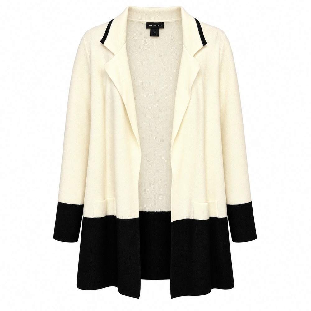 NWT Investments Old Money Cardigan Blazer Women Size XL Quiet Luxury Preppy Mod